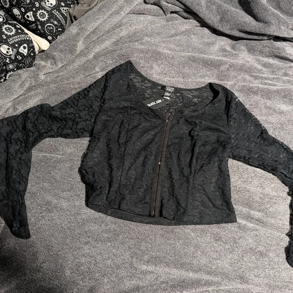 Hot Topic Black Sheer Lace Top - Picture 2 of 9